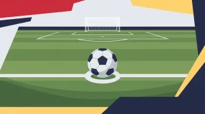 Fußball auf dem Elfmeterpunkt eines Spielfelds vor dem Tor