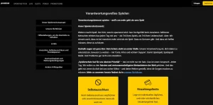 Übersicht der persönlichen Limitarten auf der Spielerschutzseite von bPremium
